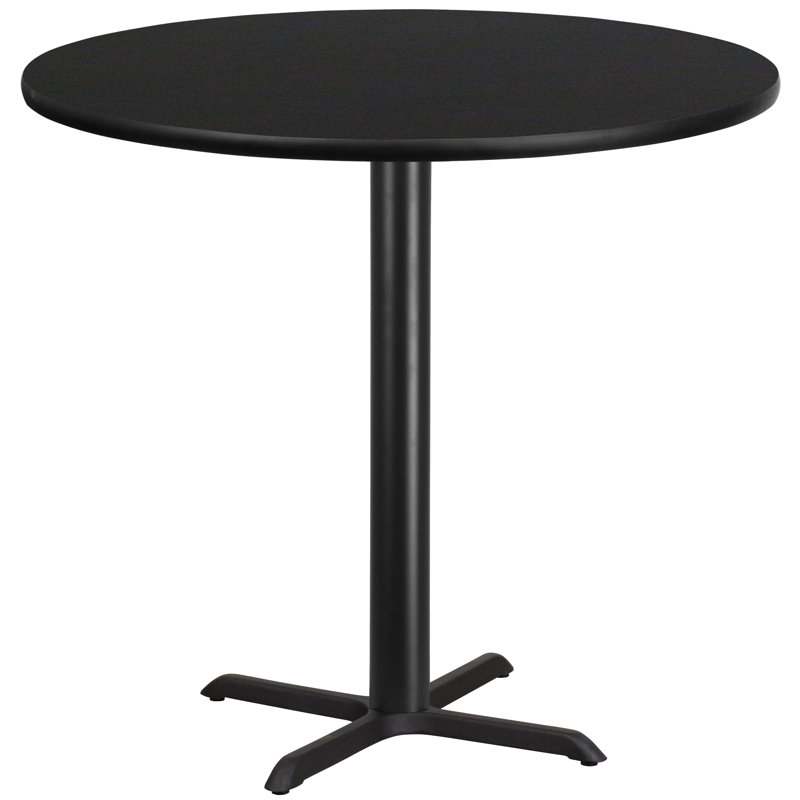 42'' Round Black Laminate Bar Height Table with X-Base