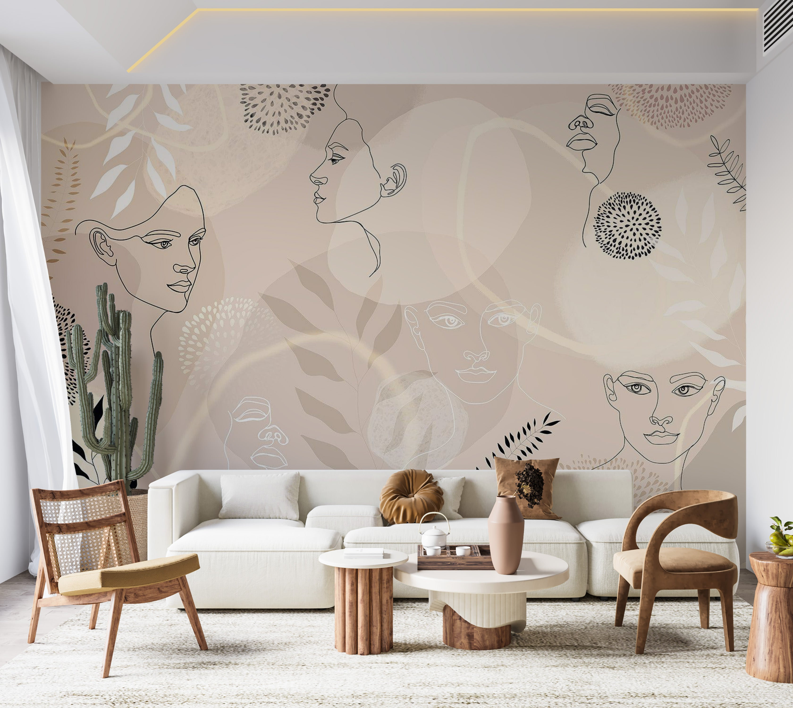 Lark Manor™ Peel & Stick Abstract Wall Mural - Potrait Line Art | Wayfair