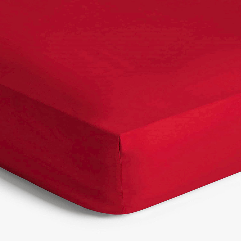 Angelka Microfiber Brushed Deep Fitted Bed Sheet, Red, Kingsize (5')