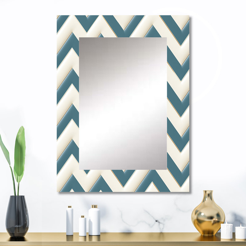 Scandinavian Chevron Elegance - miroir mural décoratif à chevrons, grand miroir à chevrons, impression d'art en métal