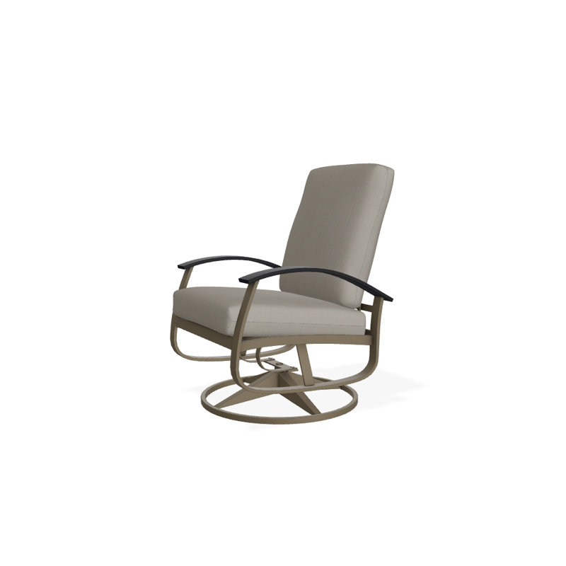 Belle Isle Outdoor Swivel Lounge Chair, Canvas Air Blue Sunbrella® Canvas, Black P70, Textured Beachwood