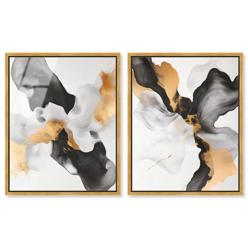 «Celestial Boundaries Duo», ensemble de reproductions d'art encadrées en acrylique encadrées par Art Remedy, cadre doré, 24 x 30