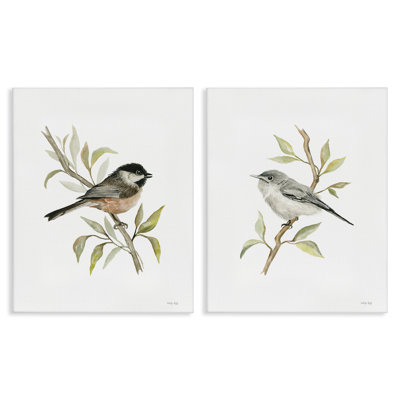 «Small Birds on Branches», ensemble de 2 toiles murales par Cindy Jacobs