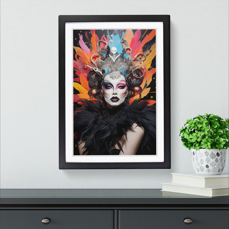 Drag Queen Symbolism No.2 - Single Picture Frame Print on Wood, Black Framed, 64cm H x 46cm W