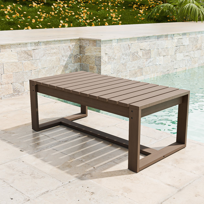 Patio Real Wood Cedar 43.6" L x 23.6" W Rectangular Outdoor Coffee Table