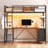 Loft Bed With L-shaped Desk, Bed Frame With Led Lights & Charging Station, 6 Storage Drawers