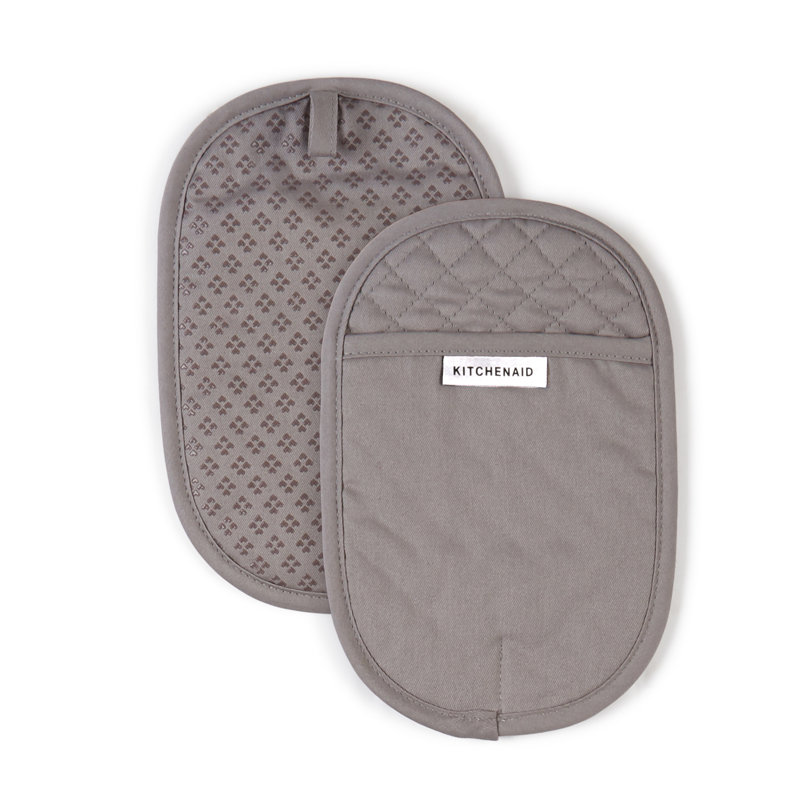KitchenAid Asteroid Solid Diamond Potholder, 6.5" W x 10" L, Light Gray