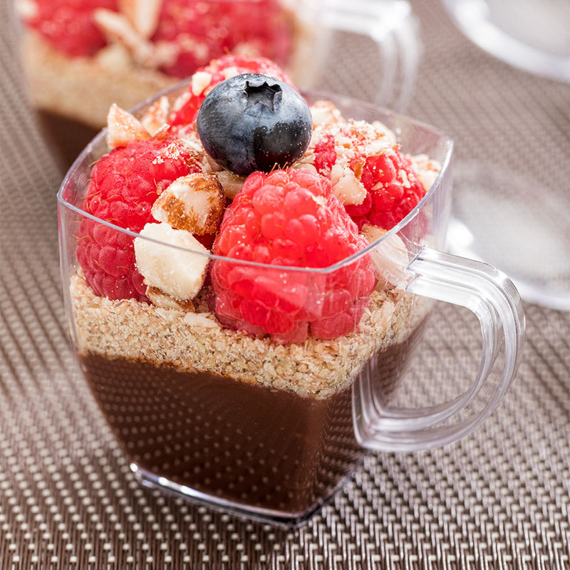 Restaurantware-2 Ounce Clear Square Cups, 100 Disposable Plastic Coffee Cups - Hard Plastic, With Handles, Clear Mini Espresso Cups, For Catering Events, Parties, Weddings, And Cafes