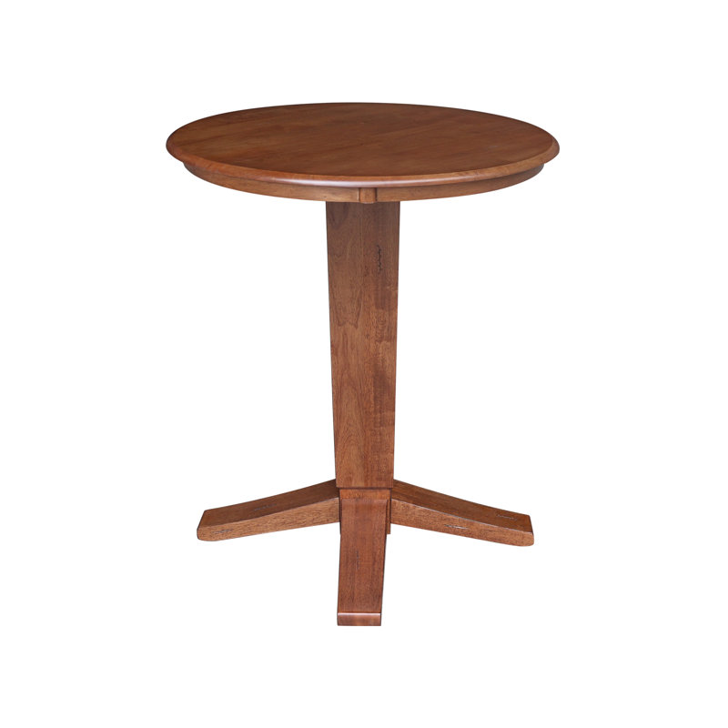 Scalla Counter Height Round Top Solid Wood Dining Table, Distressed Oak, 35.9"H x 30"L x 30"W