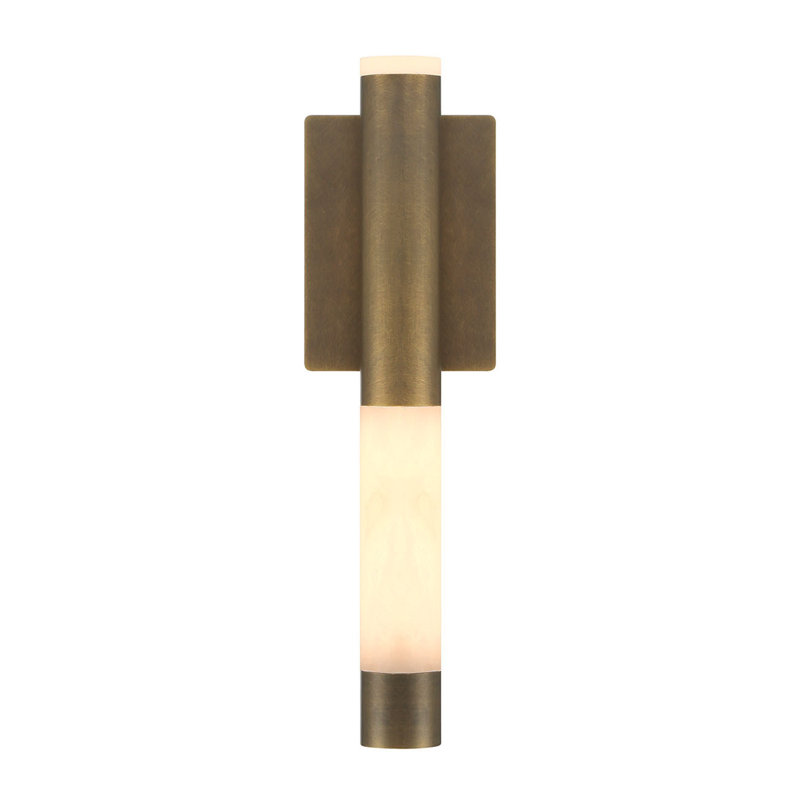 Ronda, Wall Sconce , 16", Weathered Brass, Alabaster, Weathered Brass