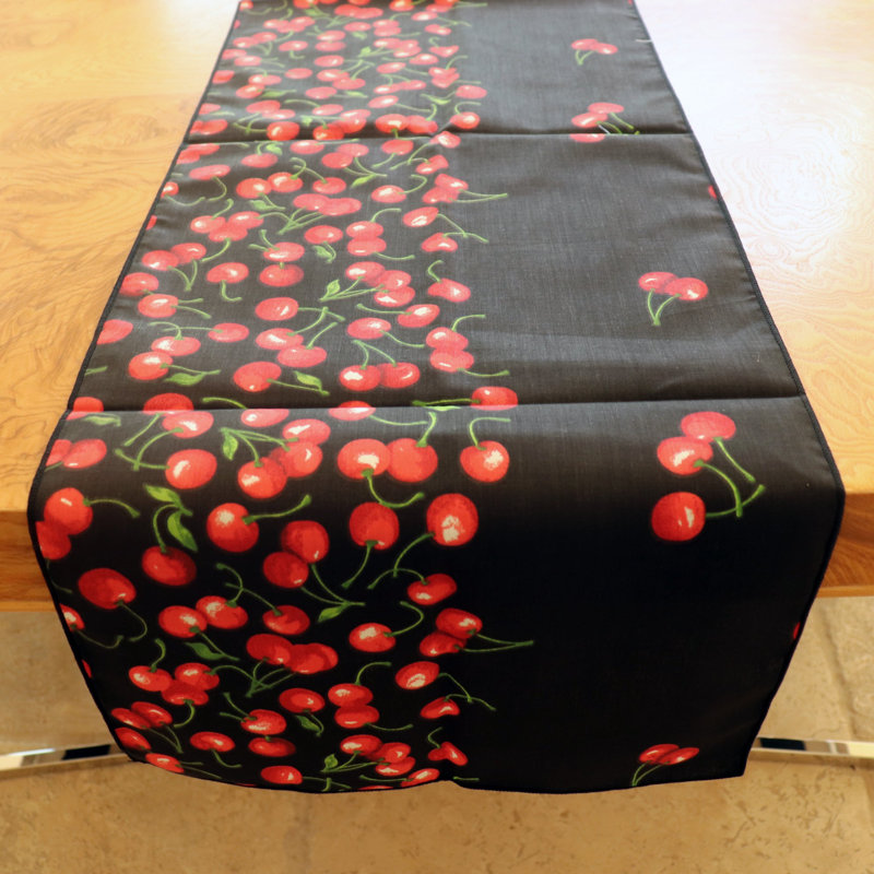 Cherries Border Print Table Runner, 108" x 12"