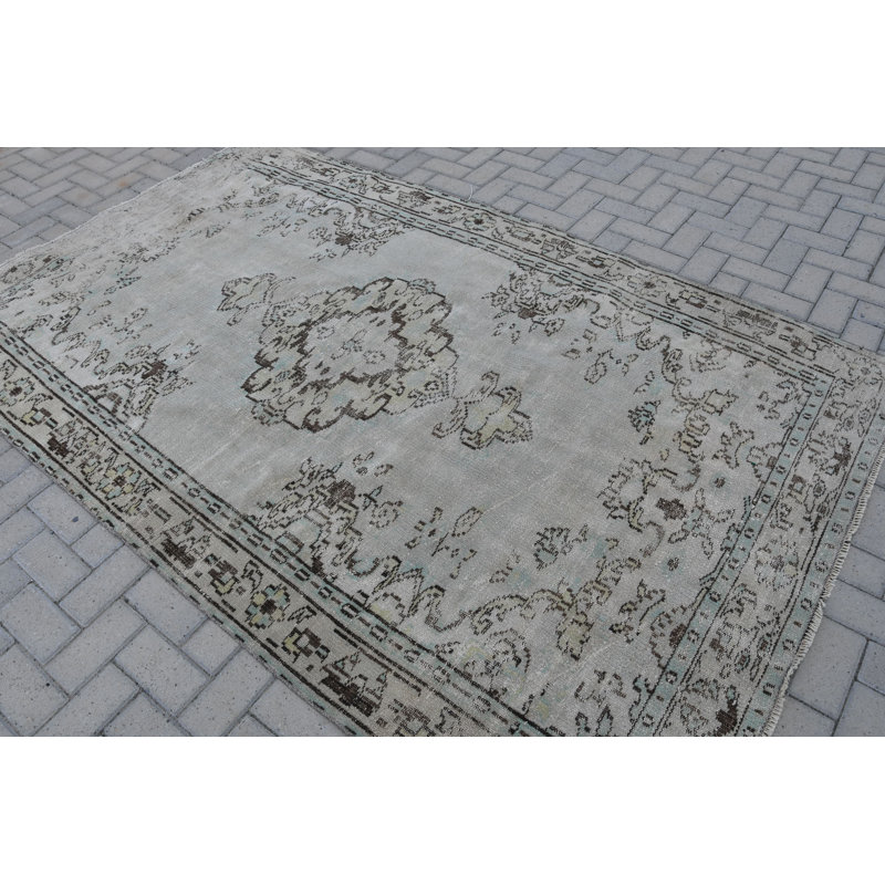 Tapis turc rétro vert antique grand idéal pour les éléments décoratifs exceptionnels de chambre à coucher beige / vert