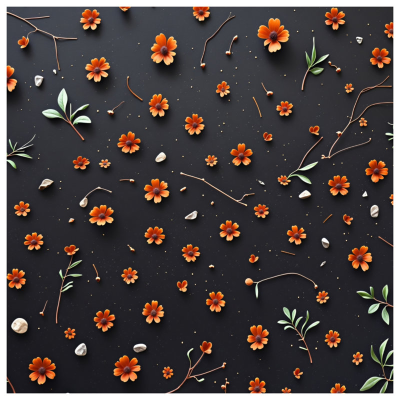 Tapis de bain fleurs orange, 34in W x 21in L