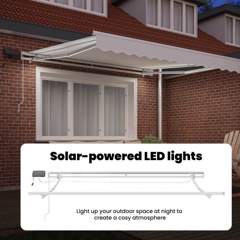 Brayden Studio Retractable Patio Awning, 300 cm W x 250 cm D, White