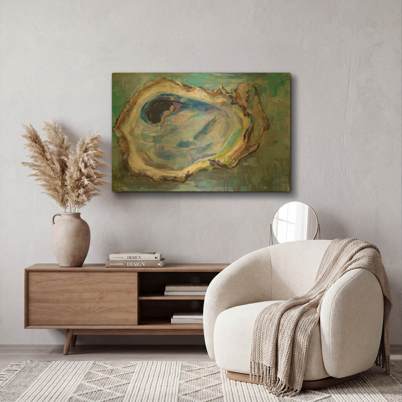 «Oyster Two» par Jeanette Vertentes, art mural en métal doré, 36 po x 24 po, 36 po x 24 po