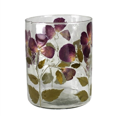 Enamel Hurricane, Roses - Med, 5" H x 4" W x 4" D