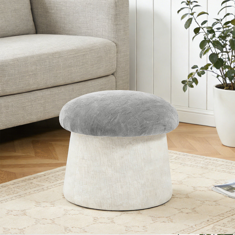 20" Upholstered Chenille Ottoman with Storage, Gray