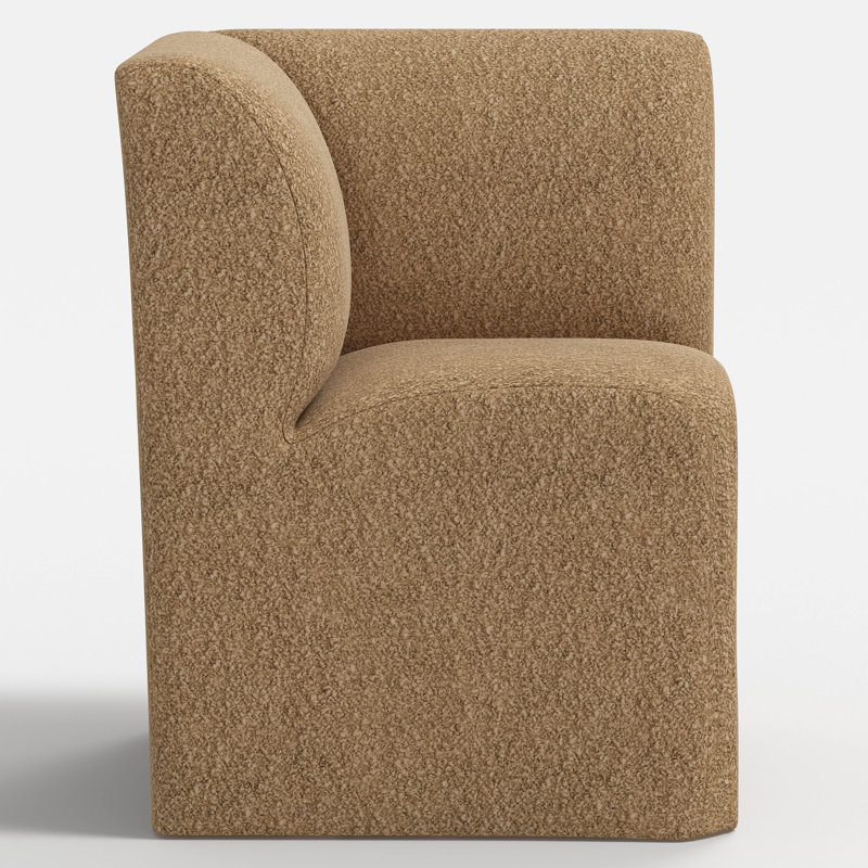 Chaise de coin Sophia, Tissu bouclé chameau moelleux