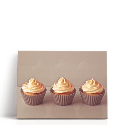 Three Cream Cupcakes 2 - Canvas Print Wall Art