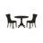 5 Piece Kitchen Table Set for 4 Includes a Round Dining Room Table with Dropleaf and 4 Black Linen Fabric Upholstered Chairs, Black-2045115398-2045115403