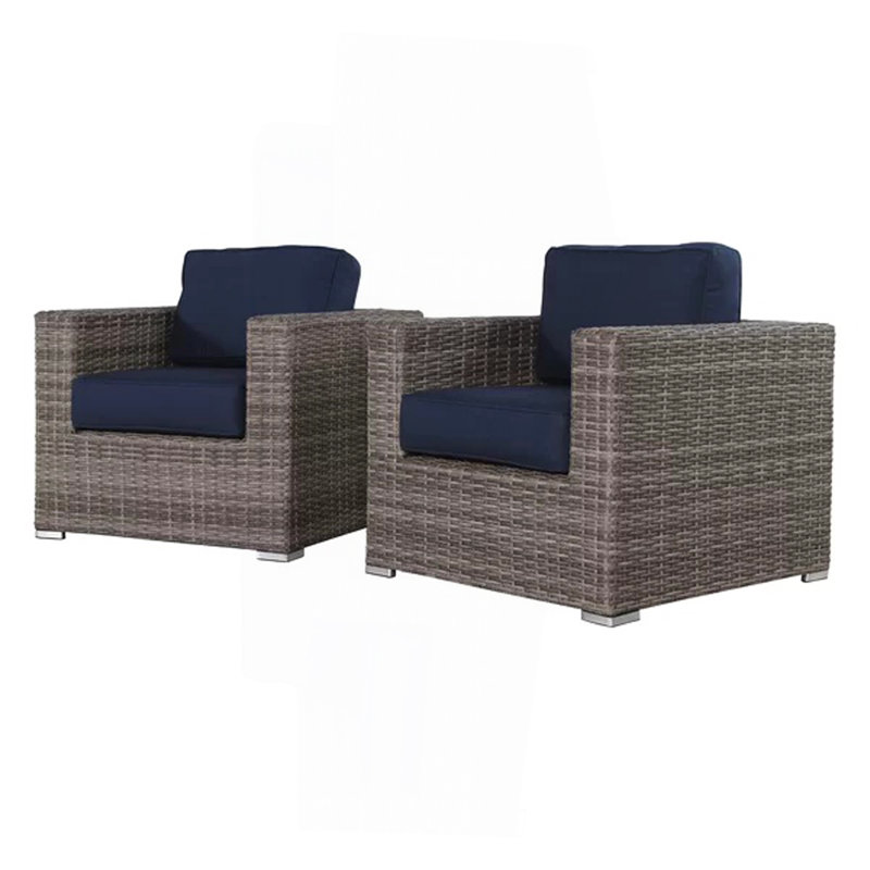Fauteuil club en osier Sunbrella Gris