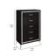 Commode haute Sami 49 po, 5 tiroirs, garniture de miroir, texture en relief, noir-1931477832
