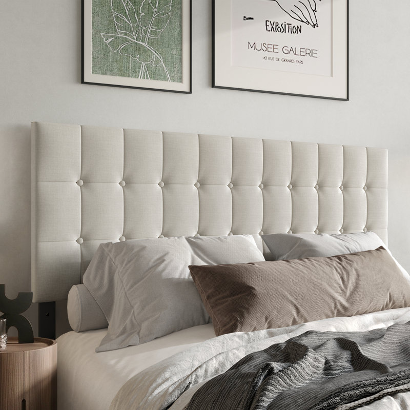 Tête de lit tapissier Jadeen, Très grand, Gris colombe