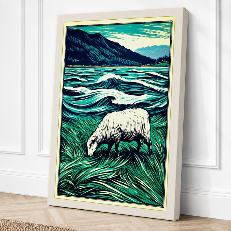 Polar Bear Arctic Seascape Coastal - Print, 24x16 - 61.0 x 40.6 cm, Cream Border