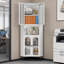 Armoire de coin de 73 po, armoire de rangement en métal avec portes et tablettes réglables, rangement de coin élégant et peu encombrant pour vestibule, salle de bain, chambre à coucher, salle à manger, salon, bureau (blanc)