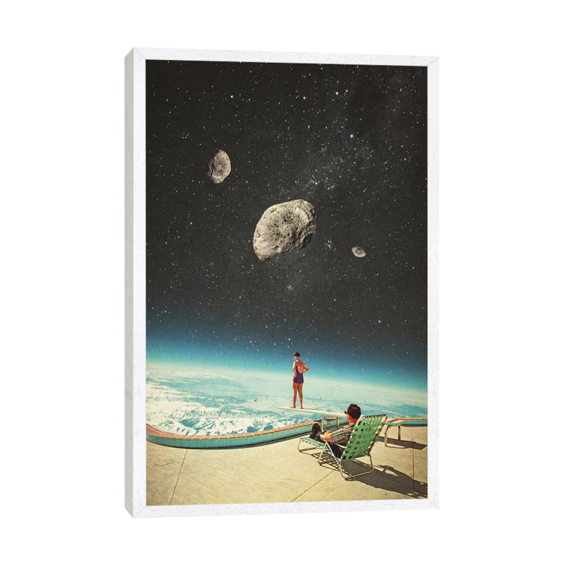 Summer With A Chance Of Asteroids by Frank Moth - Print on Canvas, 101.6cm H x 66.04cm W x 3.81cm D, White Framed