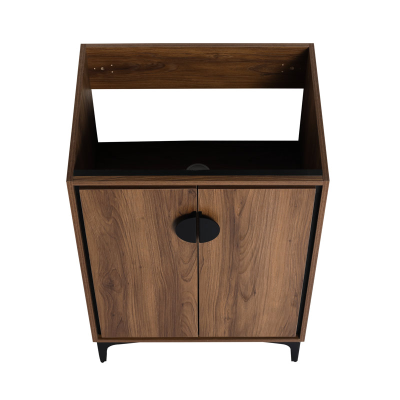 Armoire de salle de bain moderne 24 po, sans lavabo supérieur, meuble-lavabo simple avec 2 portes, bois d'ingénierie, installation facile et choix de service sans portes de rangement. -, à préserver. American Design,