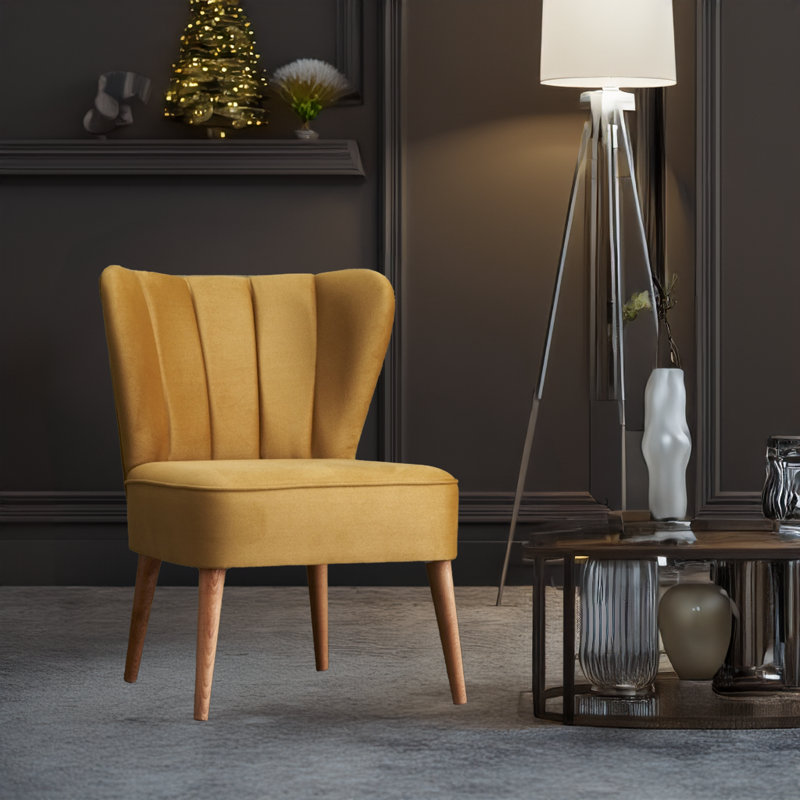 Fauteuil à oreilles en hêtre, Jaune