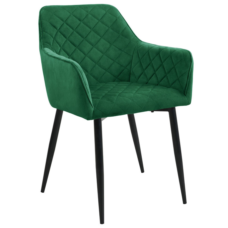 Adrianah 49cm H Tufted Velvet Upholstered Upholstered Back Side Chair in Green