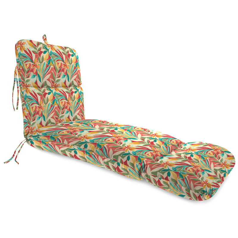 Coussin de chaise longue d'extérieur 74 "x 22" avec attaches et boucle