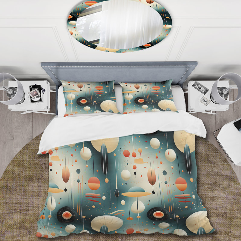 Ensemble de housse de couette Retro Futurism Vibe - Mid-Century, Housse de couette simple + 1 taie décorative stan