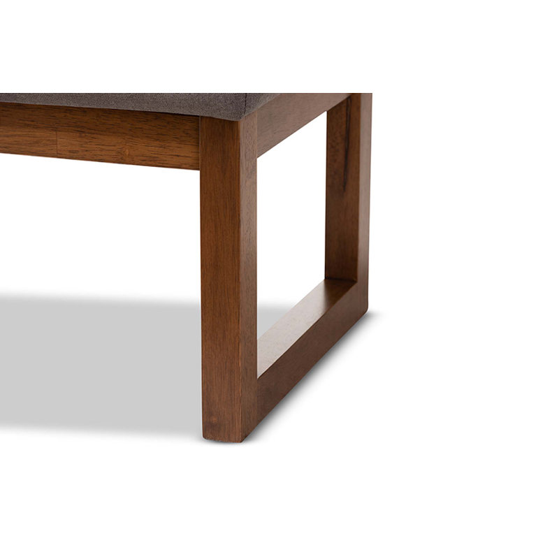 Banc rembourré en bois brun noyer Veronica, gris