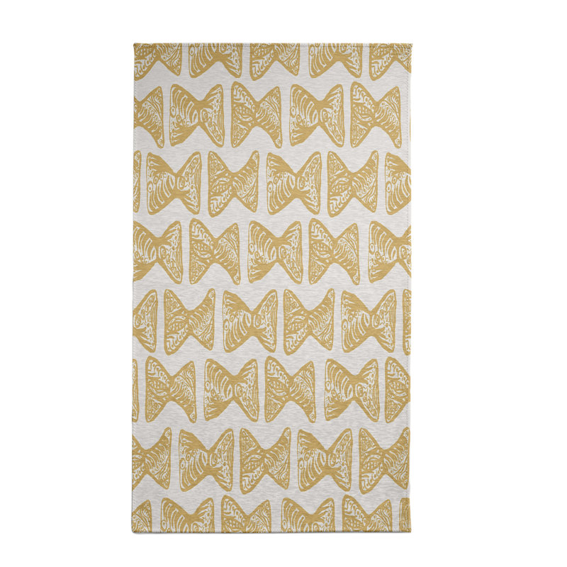 Ivoire géométrique/Tapis décoratif moutarde, Rectangle 4 pi x 6 pi