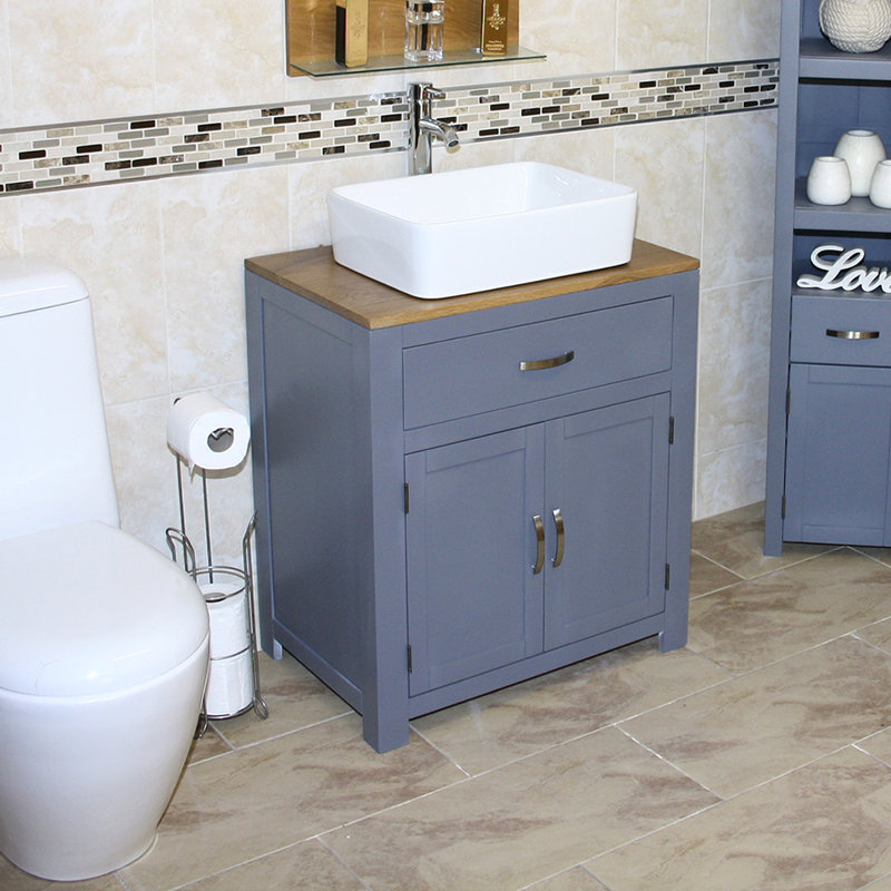Jada 700mm Single Bathroom Vanity with Vessel Ceramic Basin, Grey