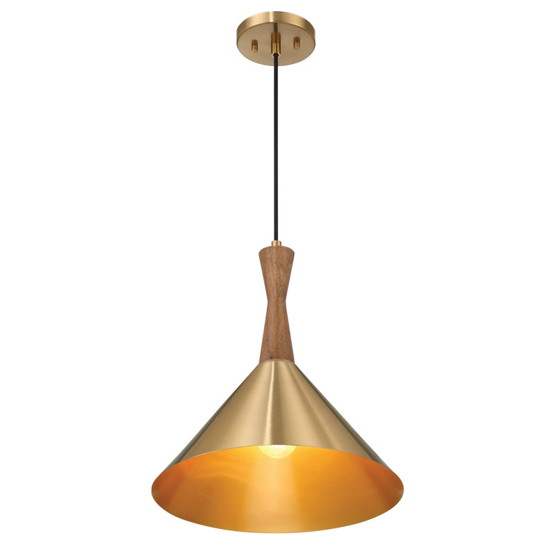 Luminaire suspendu conique en or 1 lumière élisette
