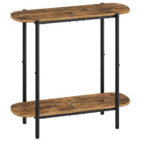 2-Tier Small Entryway Table, 29.5" Thin Sofa Table With Storage, Behind Couch Table, Display Table,Rustic Brown And Black