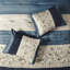 Édredon très grand bleu marine - tissu, motif brodé, lavage à la machine et fer à vapeur, 3 coussins décoratifs élégants, brodés, fer-128685133
