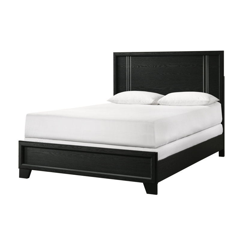 Lit à panneau grand contemporain 1pc en gris anthracite - Finition en bois cloisonné, mobilier de chambre à coucher, 99 lb, 84,48 po x 62,51 po H 54 po, sommier requis avec pièce marbrée,