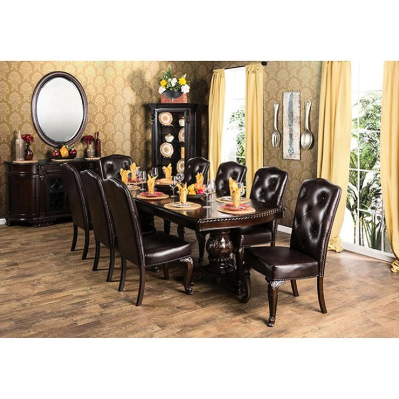 Brown Cherry Solid Wood Dining Chairs, Of 2, Padded Seat, Luxury Traditional 2 Side Solid, Back With Dark