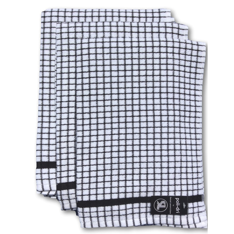 Cotton Checkered Waffle Dish Towel Kitchen Towel, Black