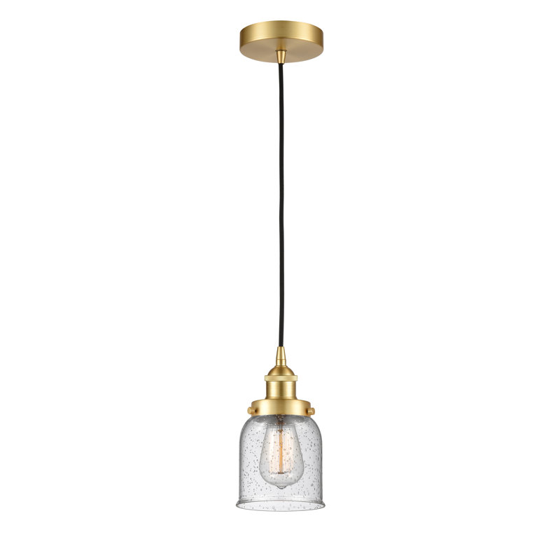 Luminaire suspendu en forme de cloche à 1 lumière Bucks, H 9,5 po x l 5 po x P 5 po, Or satiné