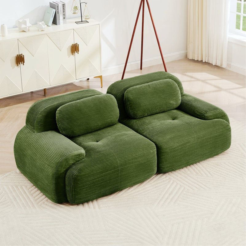Canapé modulaire à 2 places antidérapant pour le salon, la chambre à coucher, Vert olive