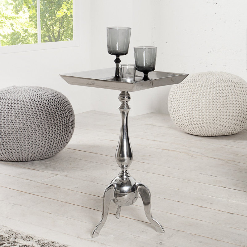 Quinton Trestle End Table, Silver