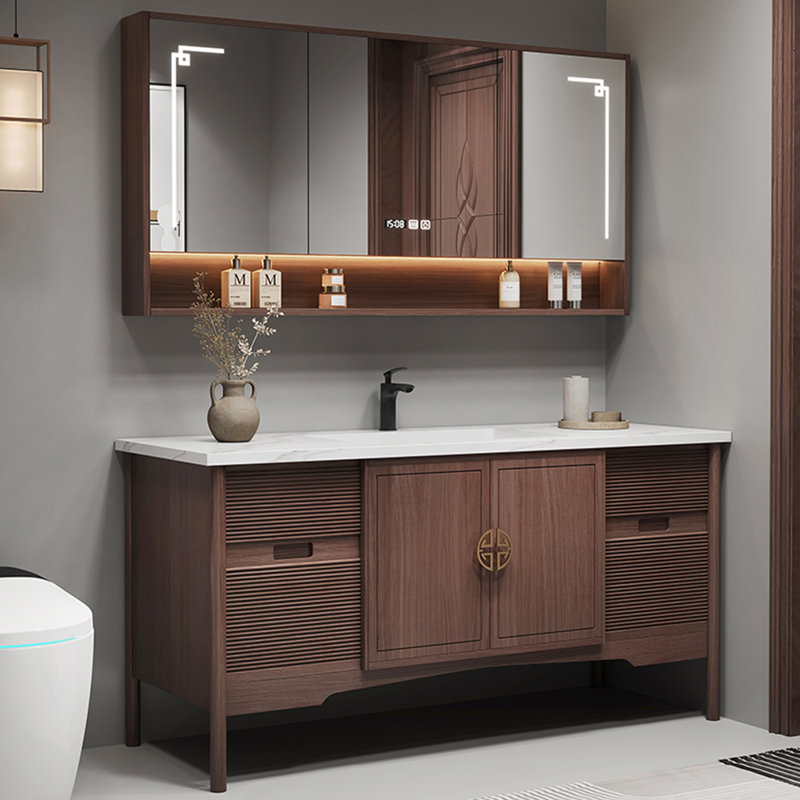 Retro simple and light luxury bathroom cabinet, 31.5" H x 59" W x 21.6" D