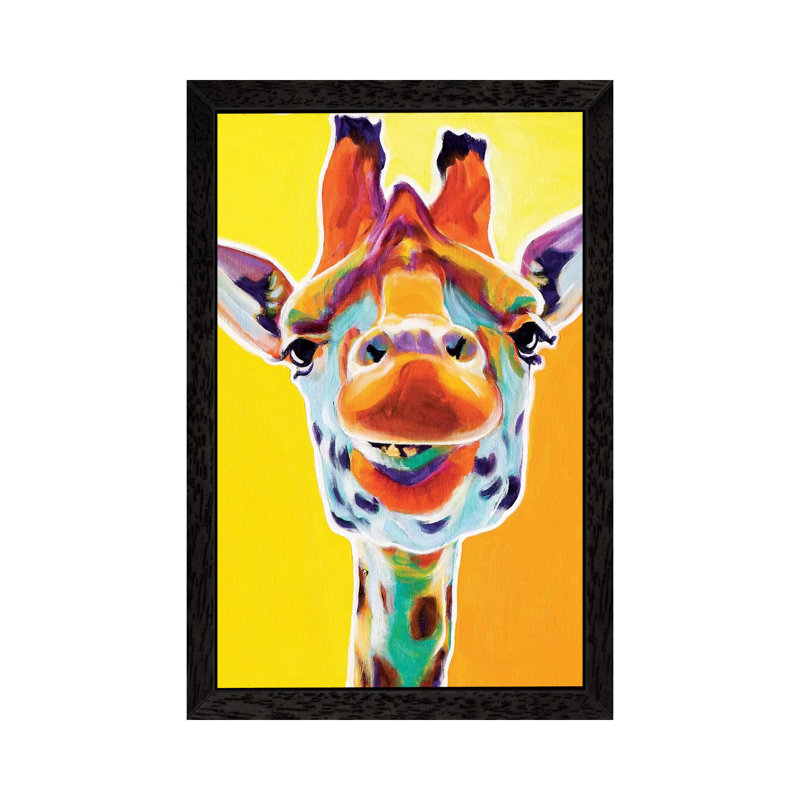 Giraffe III by DawgArt - Print on Canvas, Black Framed, 30.48 cm H x 30.48 cm W