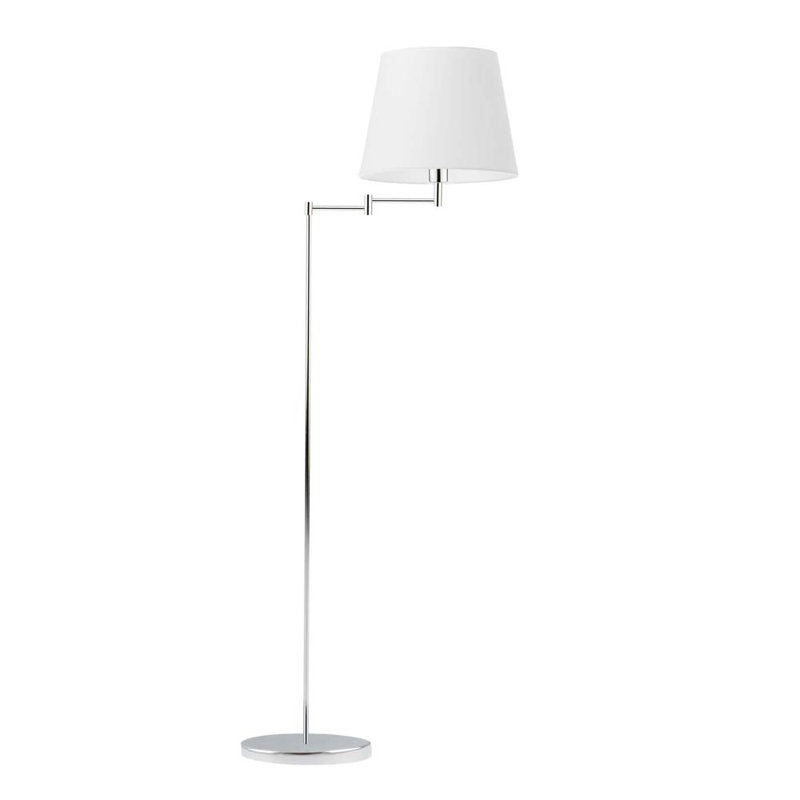 Askegard 165cm Swing Arm Floor Lamp, White, Chrome